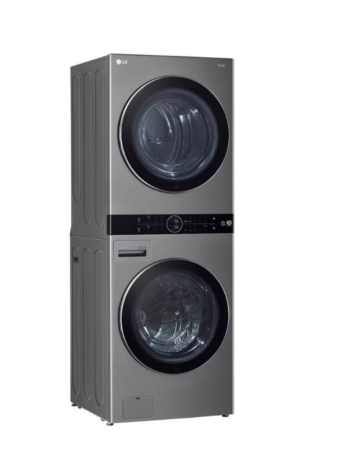 إل جي Wash Tower Washer with dryer 21 kg for Washer 16 kg for dryer Center Control 6 Motion DD Delay Timer FWT2116SS Silver - Image 1