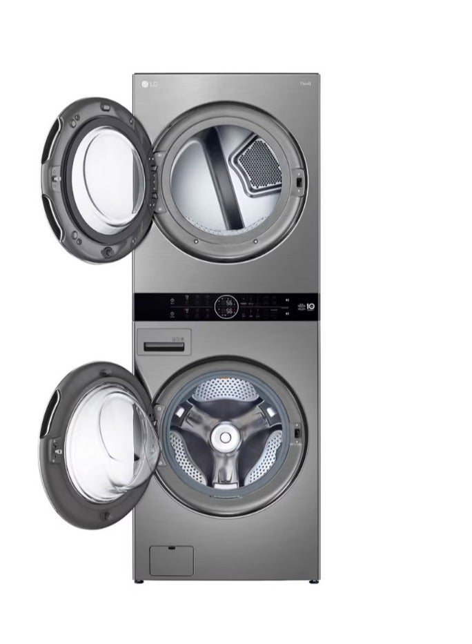 إل جي Wash Tower Washer with dryer 21 kg for Washer 16 kg for dryer Center Control 6 Motion DD Delay Timer FWT2116SS Silver - Image 2