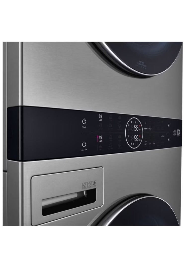 إل جي Wash Tower Washer with dryer 21 kg for Washer 16 kg for dryer Center Control 6 Motion DD Delay Timer FWT2116SS Silver - Image 3