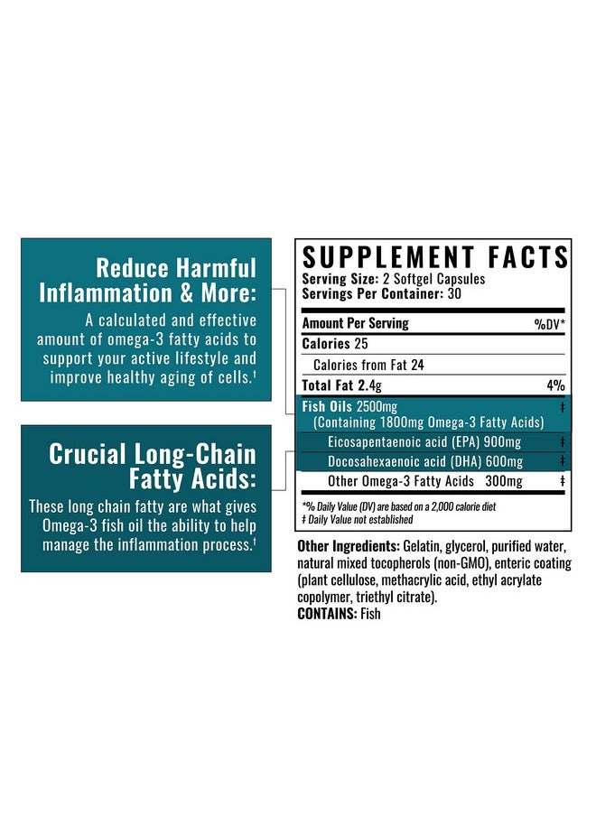 Wilderness Athlete Omega 3 Fish Oil ; Fatty Acid Supplements 1800Mg Epa Dha Omega 3 Supplement To Support Heart Health Brain Function And Skin Tone  - Image 5