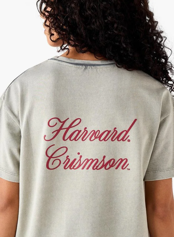 SP Characters  Oversized Cotton Washed T-shirt with Harvard University Embroidery for Women | Best Price UAE