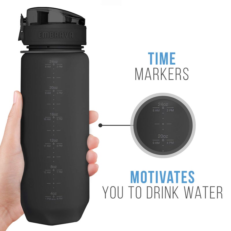 Embrava 24oz BPA-Free Plastic Sports Water Bottle with Time Markers - Image 2