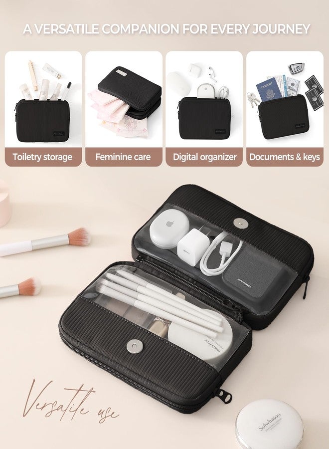 EPEDAL24 Preppy Makeup Bag, Rectangle Double Detachable Cosmetic Organizer, Clear Side Panel Portable Travel Pouches for In-Flight Essentials, Beauty & Tech Accessories, Gift for Women - Image 5