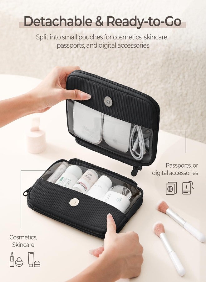 EPEDAL24 Preppy Makeup Bag, Rectangle Double Detachable Cosmetic Organizer, Clear Side Panel Portable Travel Pouches for In-Flight Essentials, Beauty & Tech Accessories, Gift for Women - Image 3