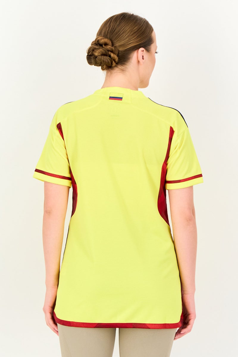 Adidas Women Regular Fit Colombia Short Sleeve Football Jersey, Yellow - Image 4