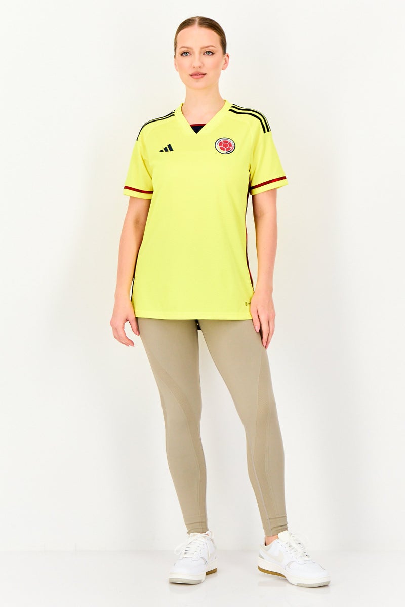Adidas Women Regular Fit Colombia Short Sleeve Football Jersey, Yellow - Image 3