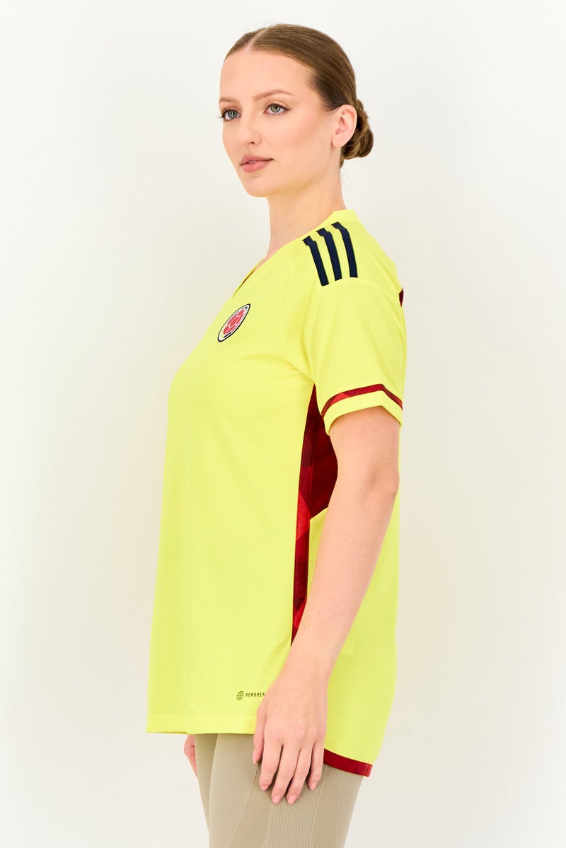Adidas Women Regular Fit Colombia Short Sleeve Football Jersey, Yellow - Image 2