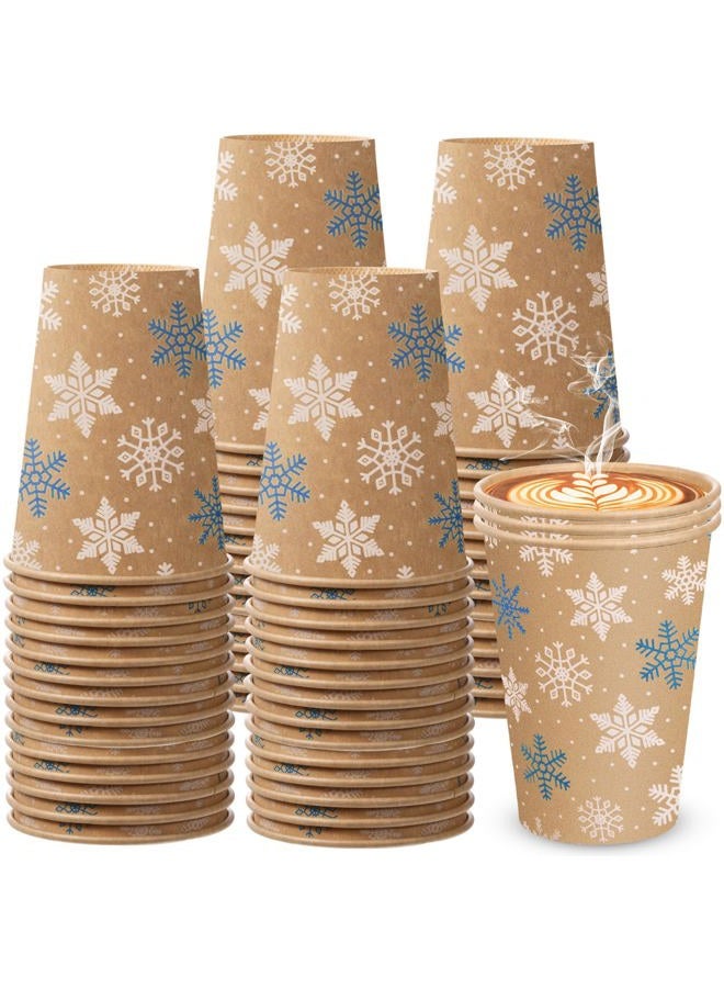 Jingmore Christmas Paper Cups Xmas Disposable Coffee Cups 12 oz Winter Snowflake Paper Cups Christmas Cups for Holiday Birthday Party Supplies(50 Pcs) - Image 1
