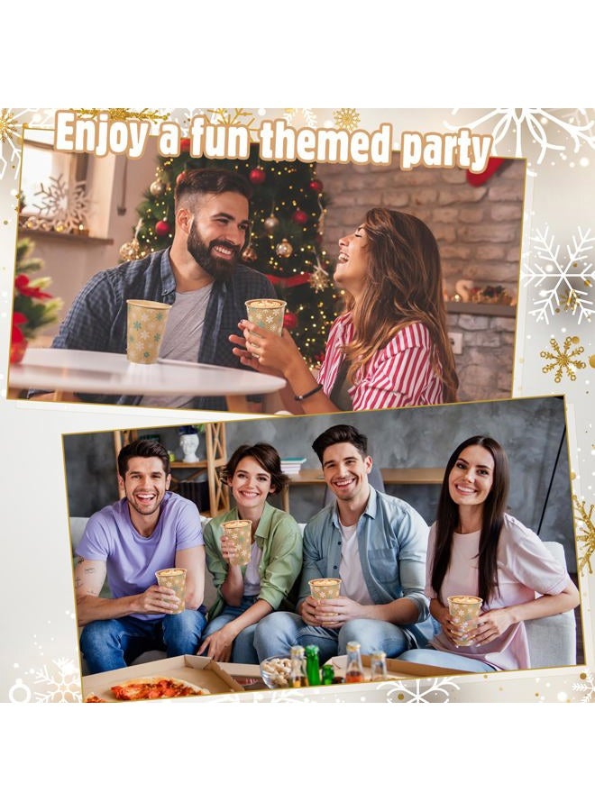 Jingmore Christmas Paper Cups Xmas Disposable Coffee Cups 12 oz Winter Snowflake Paper Cups Christmas Cups for Holiday Birthday Party Supplies(50 Pcs) - Image 3