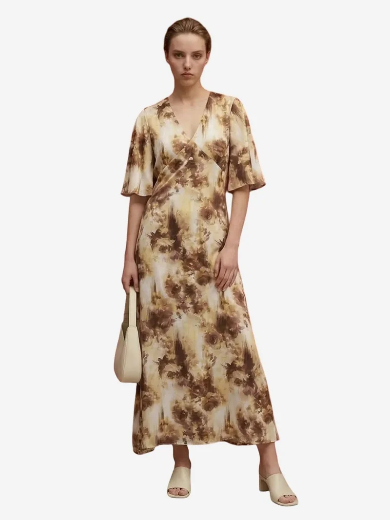 My Fashion Multicolor MY FASHION Abstract Print Midi Dress for Women | Best Price UAE