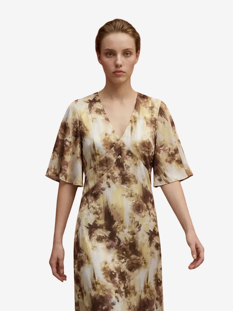 My Fashion Multicolor MY FASHION Abstract Print Midi Dress for Women | Best Price UAE