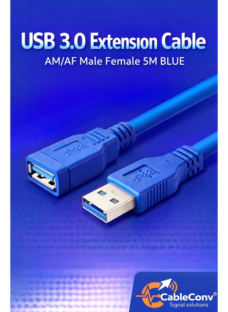 ​كابل كونف كابل USB 3.0 | وصلة تمديد AM-AF | 5 أمتار | سرعة عالية | أزرق - Image 1