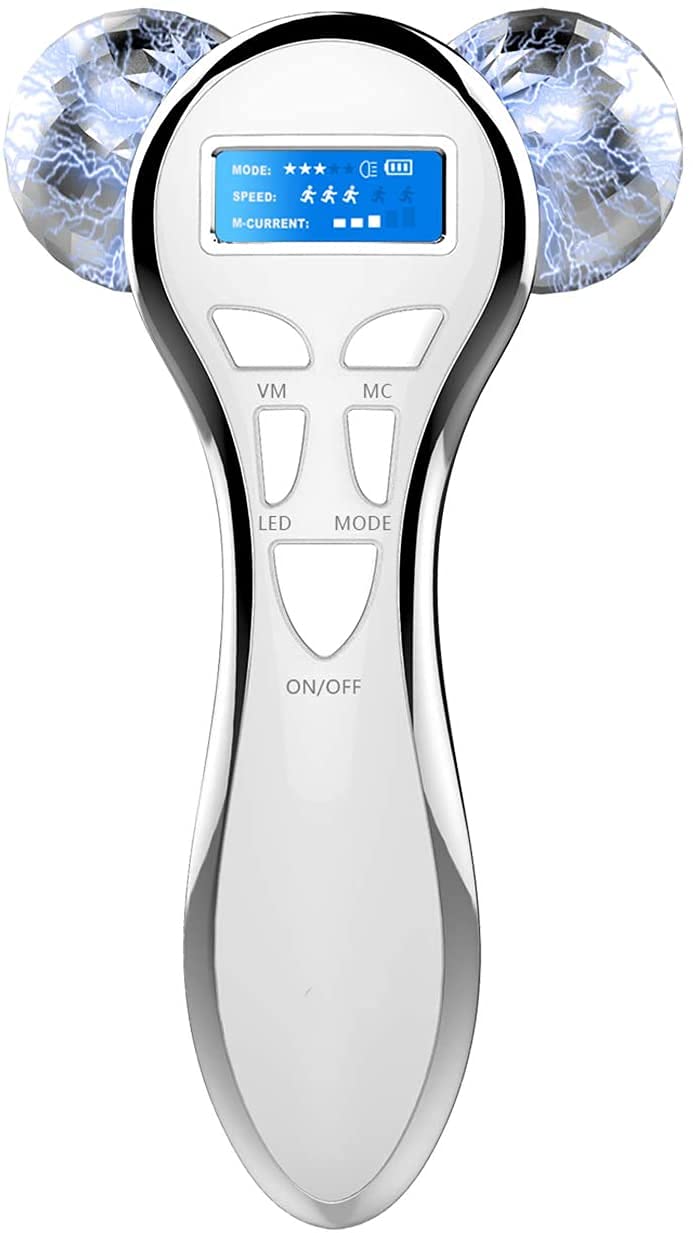 4D Microcurrent Face Massager RollerElectric Rechargeable Face Lift Roller Arms Legs Massager for Anti Aging Wrinkles Facial Massage