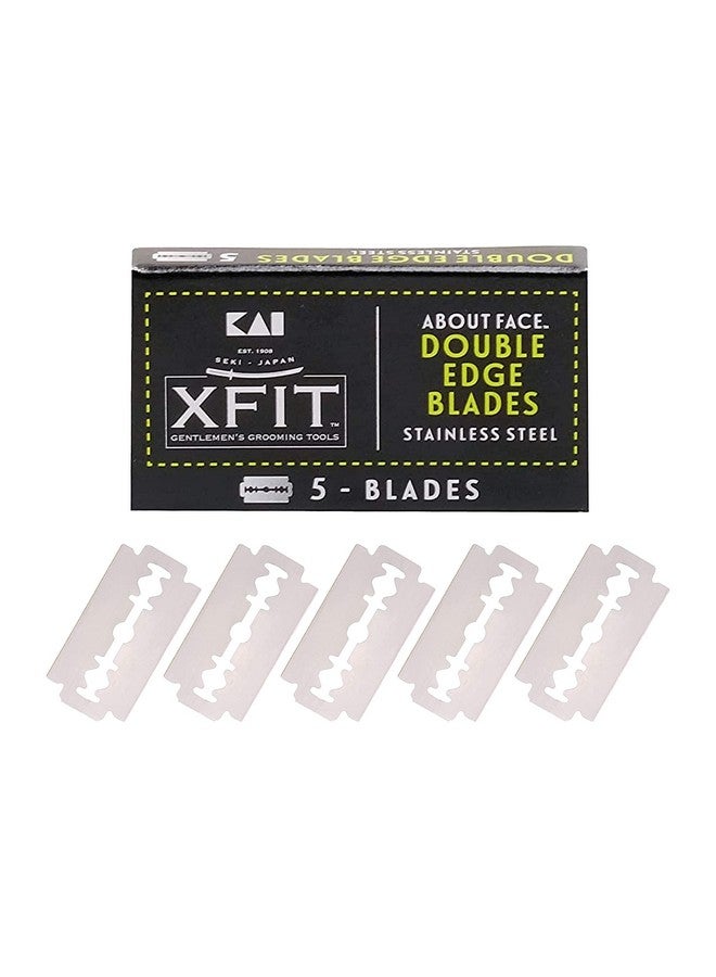 About Face شفرات حلاقة آمنة ذات حدين من Kai Xfit (5 شفرات)؛ شفرات حلاقة متينة من الفولاذ المقاوم للصدأ مع حافة قطع فائقة للحلاقة الدقيقة؛ استخدامات متعددة؛ تناسب جميع ماكينات الحلاقة ذات الحدين بشكل مريح - Image 2