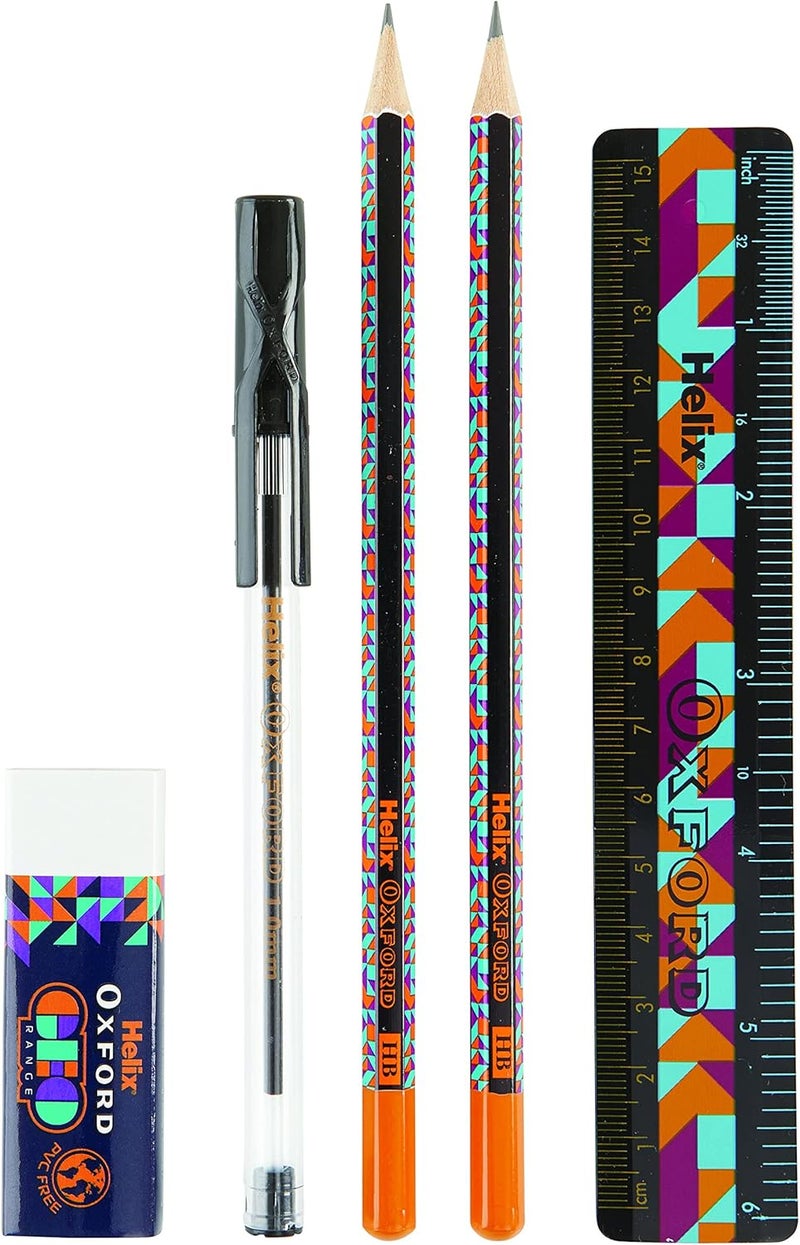 Oxford Geo 6 piece stationery set Orange
