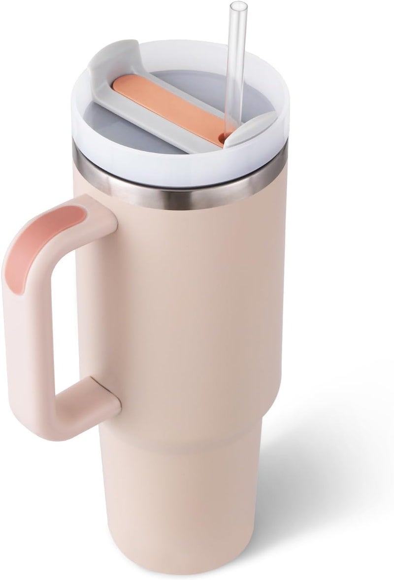 KEYKIN Stainless Steel Tumbler with Handle and Straw Insulated Travel Mug for Hot Cold Beverages Multicolor 1 Pack - Image 1