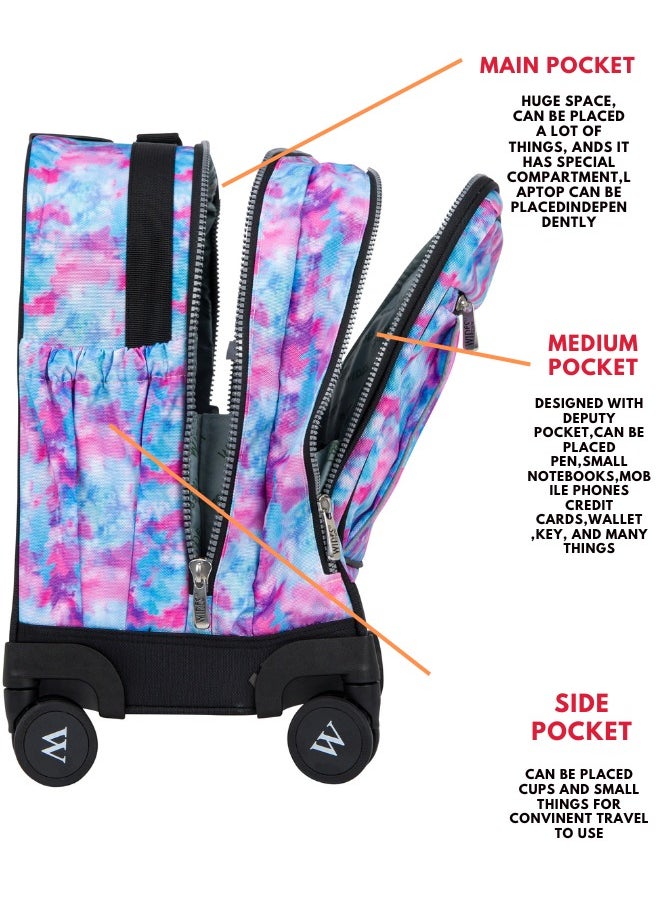 Wires 3 Piece Kids School Trolley Bag laptop compartment 8 Wheels With Lunch bag & Pencil Case  - Image 4