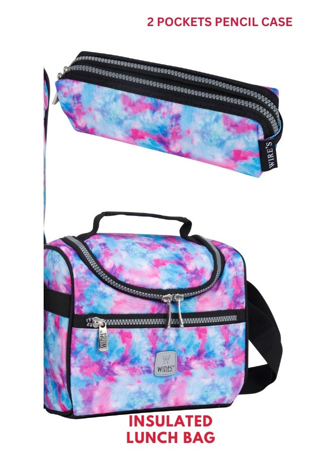 Wires 3 Piece Kids School Trolley Bag laptop compartment 8 Wheels With Lunch bag & Pencil Case  - Image 5