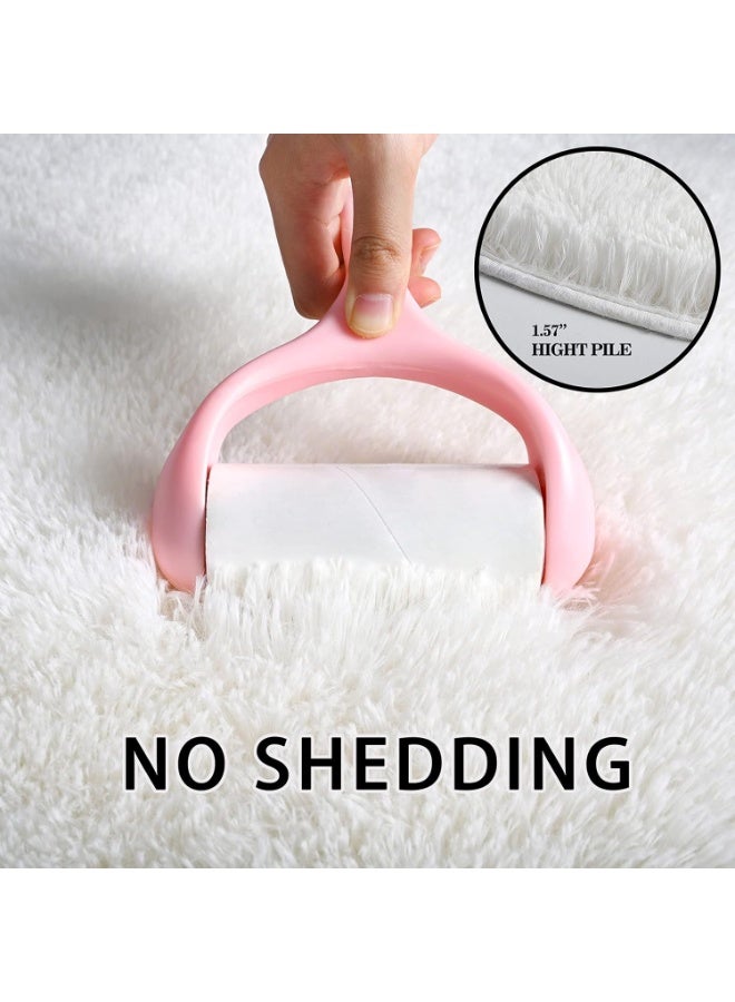 Soft Shaggy Rug for Kids Bedroom, Oval  Cream Plush Fluffy Carpets for Living Room, Furry Carpet for Teen Girls Room, Anti-Skid Fuzzy Comfy Rug for Nursery Decor Cute Baby Play Mat - Image 2