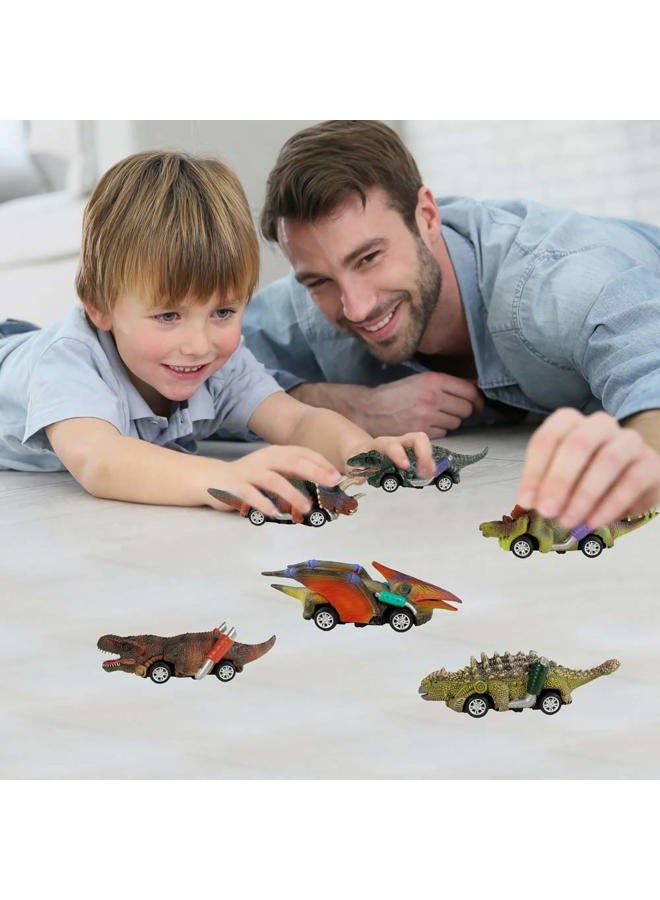 DINOBROS Dinosaur Toy Pull Back Cars,6 Pack Dino Toys for 3 Year Old Boys Girls and Toddlers,Boy Toys Age 3,4,5 and Up,Pull Back Toy Cars,Dinosaur Games with T-Rex - Image 5