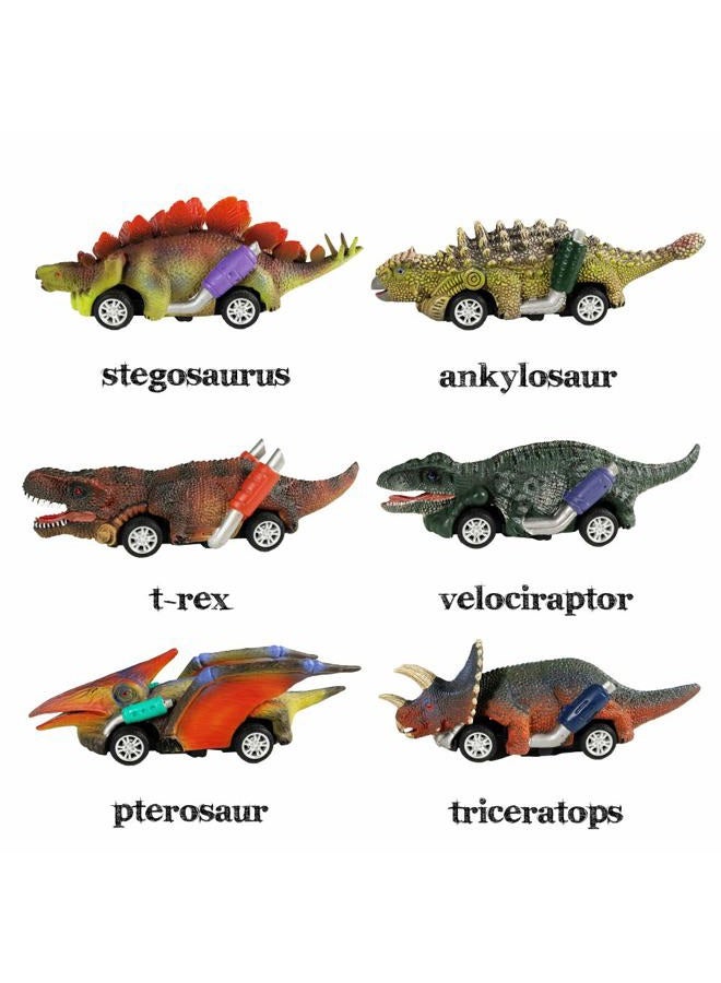 DINOBROS Dinosaur Toy Pull Back Cars,6 Pack Dino Toys for 3 Year Old Boys Girls and Toddlers,Boy Toys Age 3,4,5 and Up,Pull Back Toy Cars,Dinosaur Games with T-Rex - Image 2