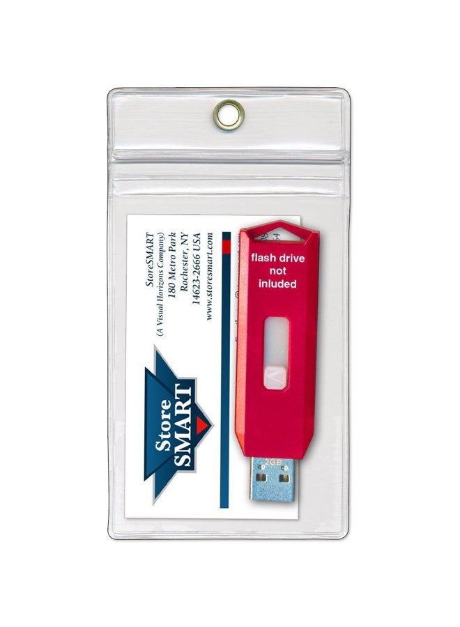 STORE SMART USB Flash Drive/Memory Cards & Business Card Holders 10-Pack - Zip-Top and Hang Hole - Open Short Side (R3578ZIPS-FLASH-10) - Image 1