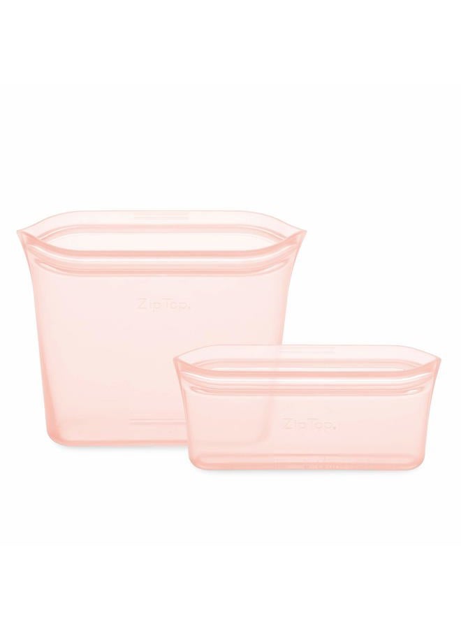 Zip Top Reusable Food Storage Bags | 2 Bag Set [Peach] | Silicone Meal Prep Container | Microwave, Dishwasher and Freezer Safe | Made in the USA - Image 2