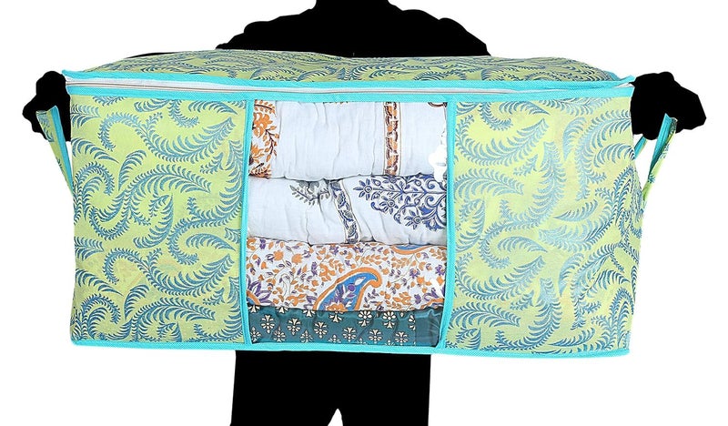 Kuber Industries Non Woven Exclusive Rectangular Underbed Storage Organizer Green Standard CSKT01063 - Image 4