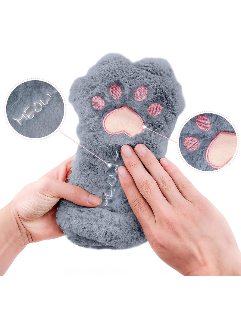 general Cat's Paw Plush Pencil Case (Set of 2) - Pink and Grey Animal Pencil Case Pack - Furry Kids, Girls Plush Pencil Case Cute Kitten Themed School Supplies - Image 4