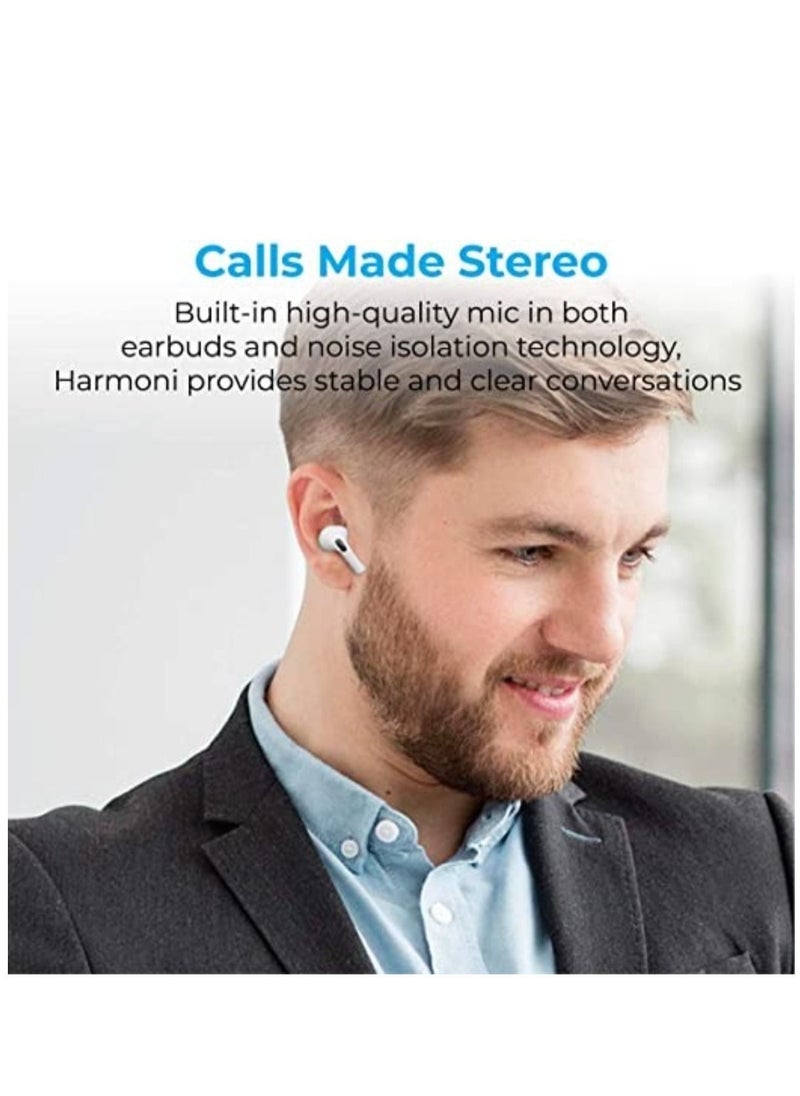 True Wireless Earbuds, Advanced Bluetooth 5.0 Ergonomic Headphones with Mic, 16-Hour Playtime, 240mah Charging Case, Auto-Pairing and Smart-Touch-Control For iPhone 12 Pro/12 Pro Max - White