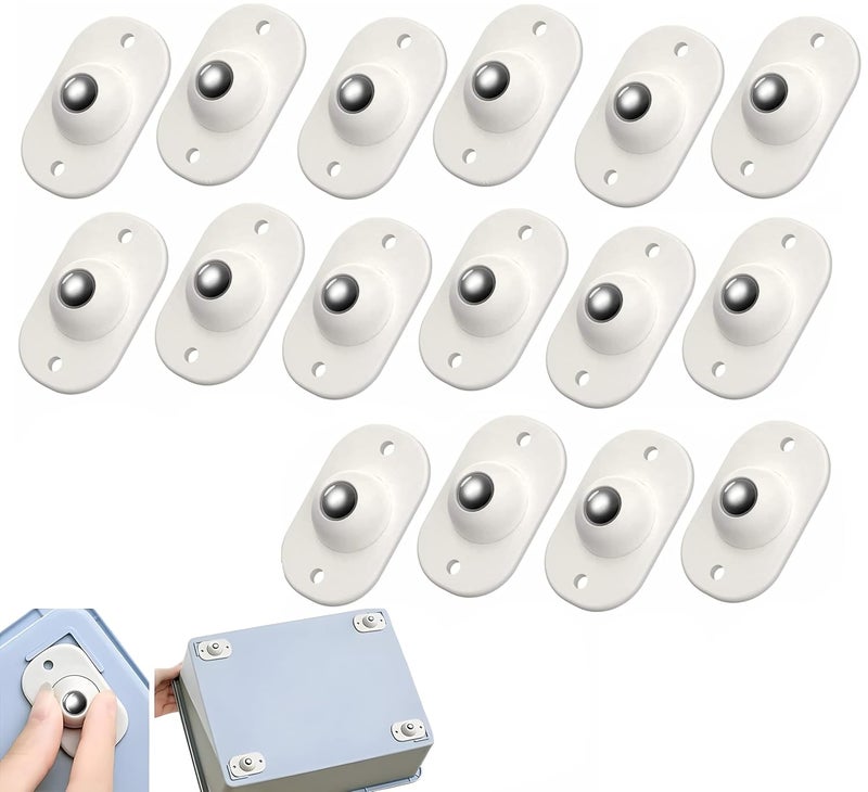 YOMITH Self Adhesive Mini Caster Box Wheels 360 Degree Rotation Mini Adhesive Wheels for Trash Can Storage Box Small Furniture Flowerpot Kids toy PACK OF 16