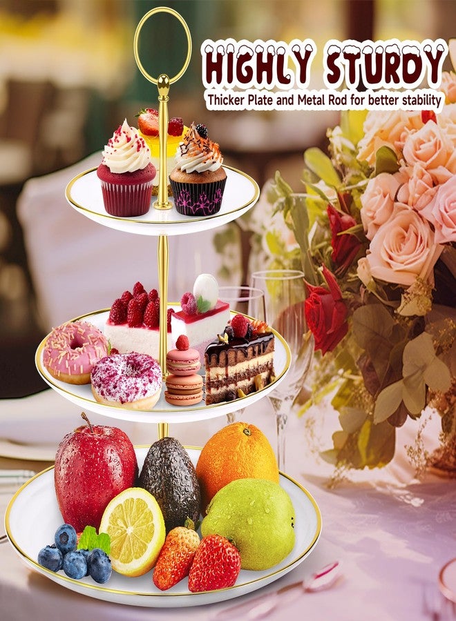 PinCute Cupcake Stand Holder - 3 Tier Cup Cake Dessert Tower, Plastic Tiered Serving Tray&Metal Rod for Birthday Party, Baby Shower and More - Image 4