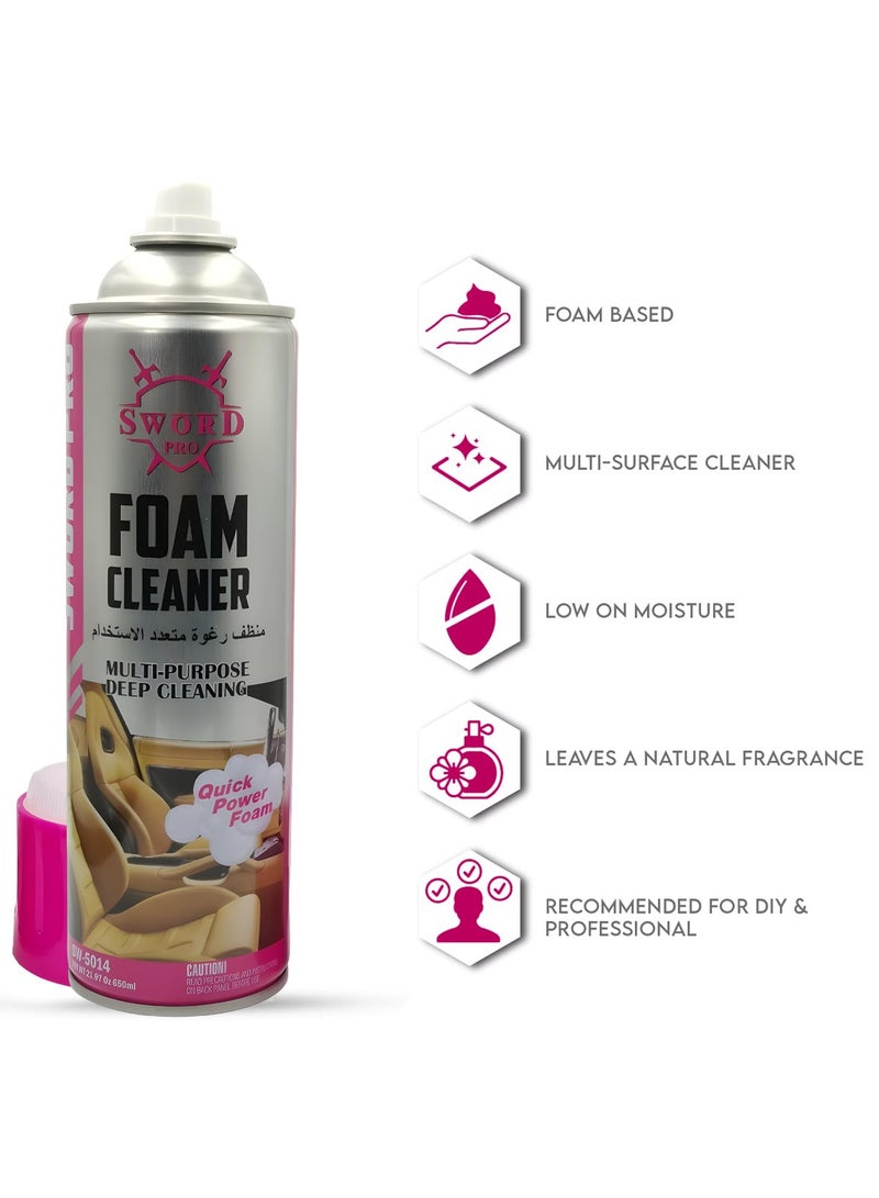 Sword Pro 2Piece Combo Multipurpose Foam Cleaner Spray 650ml for Car Interior, Seats, Dashboard, Shoes, Kitchen & Home Surfaces – Deep Cleaning Quick Power Foam – Low Moisture, Natural Fragrance, DIY & Professional Use - Image 4