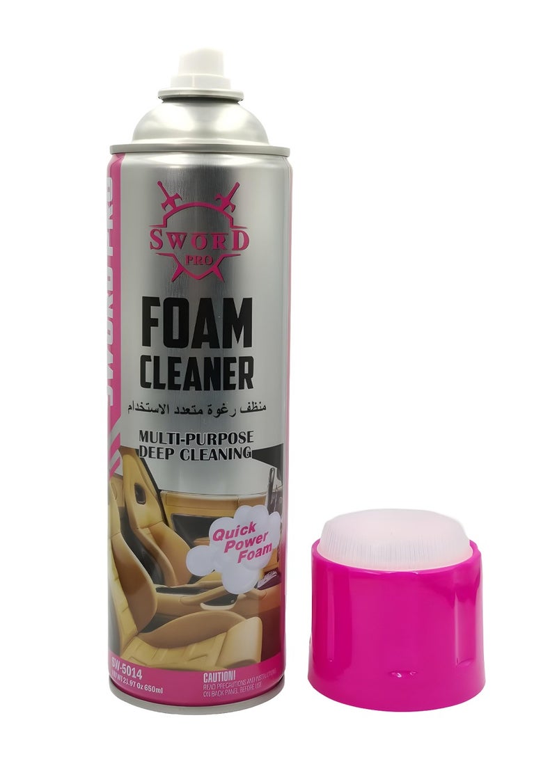 Sword Pro 2Piece Combo Multipurpose Foam Cleaner Spray 650ml for Car Interior, Seats, Dashboard, Shoes, Kitchen & Home Surfaces – Deep Cleaning Quick Power Foam – Low Moisture, Natural Fragrance, DIY & Professional Use - Image 3