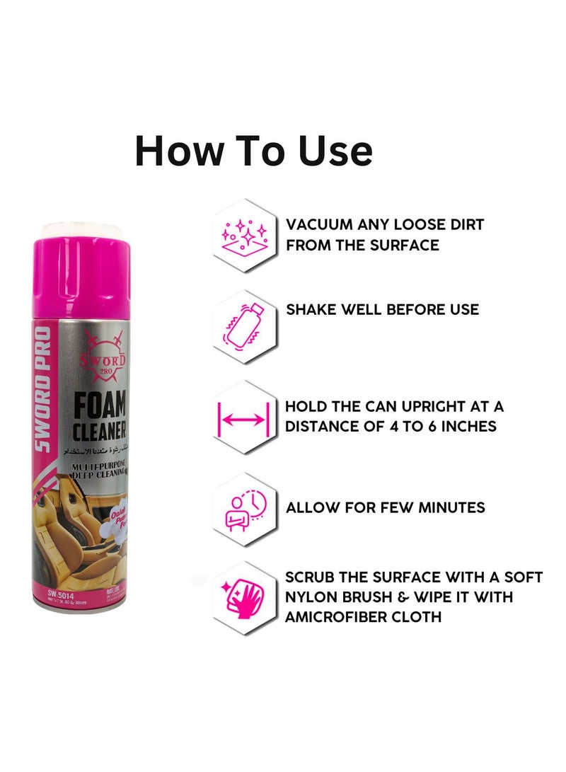 Sword Pro 2Piece Combo Multipurpose Foam Cleaner Spray 650ml for Car Interior, Seats, Dashboard, Shoes, Kitchen & Home Surfaces – Deep Cleaning Quick Power Foam – Low Moisture, Natural Fragrance, DIY & Professional Use - Image 5
