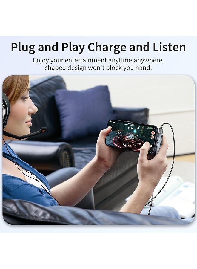 إيروريكس موزع USB C ومحول بيانات وشاحن سماعة رأس مزدوج USB C 3 في 1 دونجل صوت USB C محول بيانات USB C مع شحن PD 60 وات متوافق مع Iphone 15 15Pro Galaxy S24 S23 S22 Pixel 8 7 - Image 5