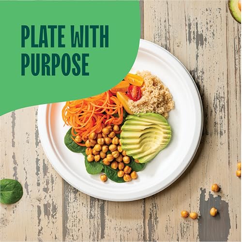 Stack Man 100% Compostable Paper Plates 10 Inch Heavy-Duty [125-Pack] Eco-Friendly White Bagasse Disposable Dinner Plates From Natural Sugarcane - 10" Biodegradable Plate (BPI-Certified) (PFAS-Free) - Image 3