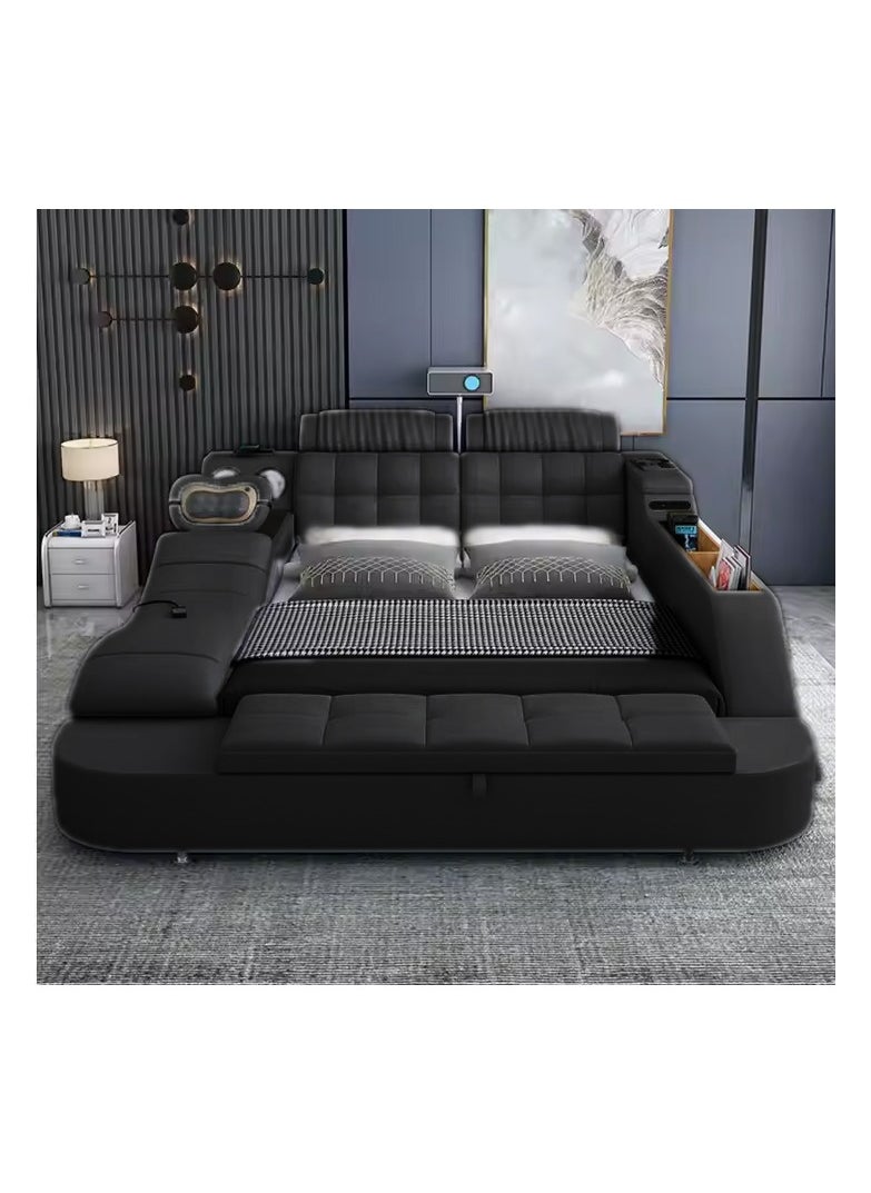 AWD - Smart Bed Provided with Projector, Wireless Charging, Bluetooth Speaker, Stool, Small Dressing Table, Safe Box, Side Cabinet and Massage for Back and Neck. King Size Smart Bed. - Image 1