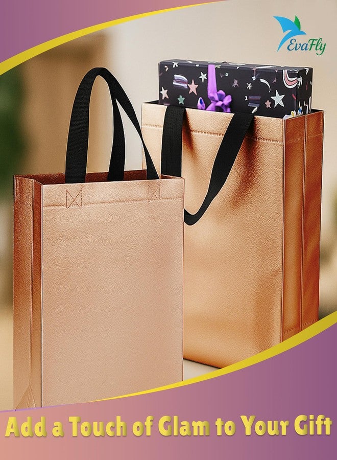 Evafly أكياس هدايا إيفافلاي متوسطة الحجم، عبوة من 10 أكياس: الطول 13 × العرض 12 × العمق 4 بوصة | قابلة لإعادة الاستخدام، مصنوعة من قماش غير منسوج لامع مغلف بطبقة معدنية | هدايا تذكارية لحفلات الحناء، أكياس من الجوت لهدايا التذكار، هدايا تذكارية لأعياد الميلاد - لون نحاسي - Image 4