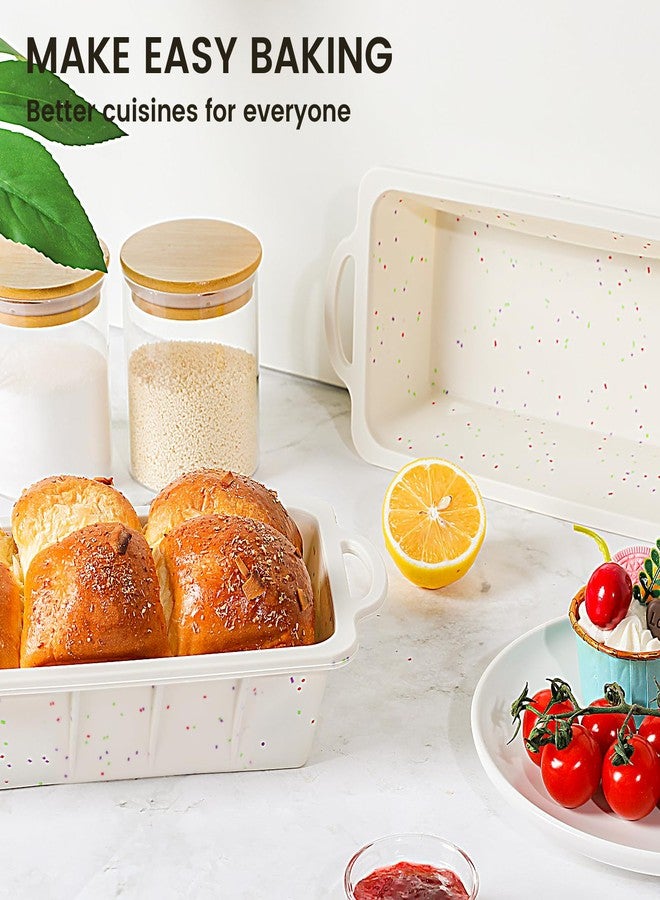 Vinino Silicone Bread Loaf Pan with Metal Reinforced Frame, 9.5 x 5 in Non-stick Silicone 1 lb Loaf Pan for Baking, 2 Pack Durable Silicone Bread Pan for Oven Dishwasher Safe - Cream - Image 4