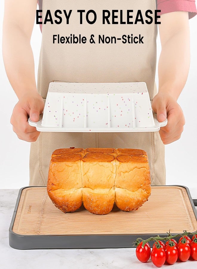 Vinino Silicone Bread Loaf Pan with Metal Reinforced Frame, 9.5 x 5 in Non-stick Silicone 1 lb Loaf Pan for Baking, 2 Pack Durable Silicone Bread Pan for Oven Dishwasher Safe - Cream - Image 3