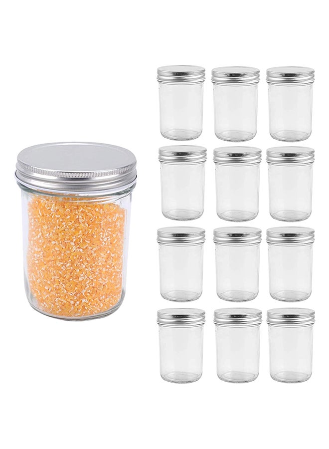 Star Cook Mason Jar With A Sealed Metal Regular Lid 8 oz A Sealed Clear Glass Jar Used For Desserts Coffee Beans Seasonings Honey Jam Jelly Pack Of 12 - 200ml - Image 1