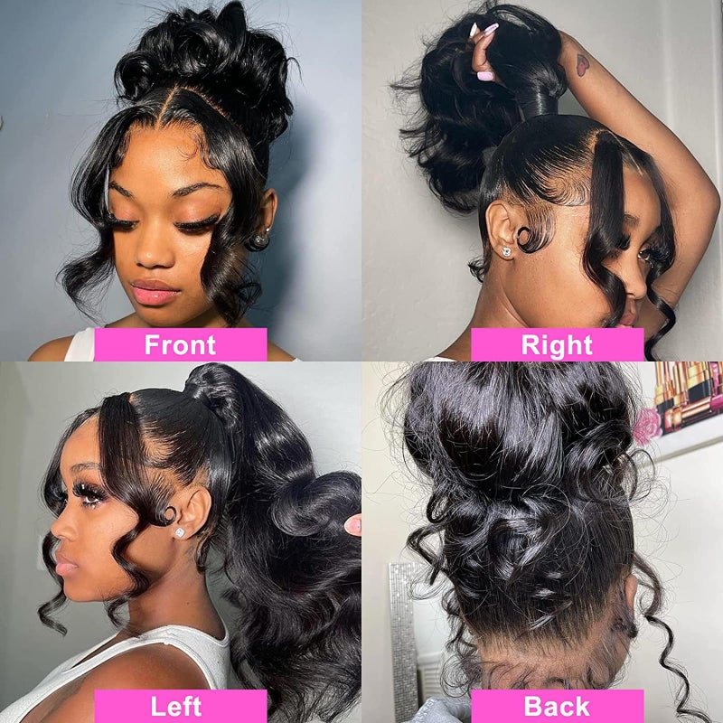 GYAJEP 360 Lace Frontal 360 HD Transparent Full Lace 12A Unprocessed Brazilian Remy Human Hair Body Wave Frontal Bleachable Knot 360 Closure Natural Color 14 Inch - Image 5