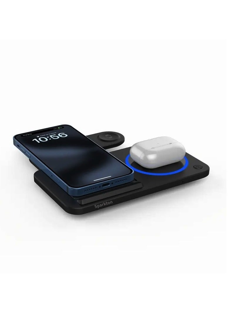 Sparkton Sparkton 3-in-1 Wireless Charging Station for iPhone Apple Watch & AirPods - Fast Charging Dock with LED Indicator, Multi-Device Charger Stand - Image 4