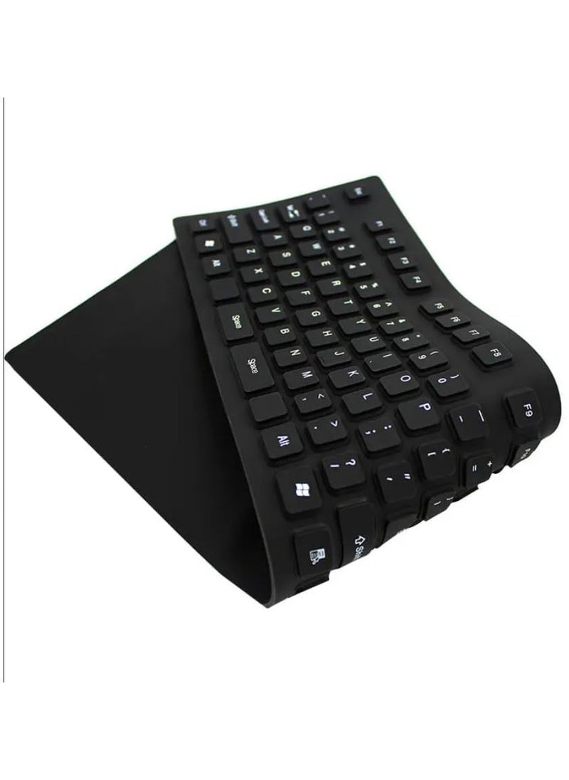 Raxoom ‎USB 2.0 Silicon Flexible USB Keyboard (85-Keys) Silicone Rubber Waterproof Flexible & Foldable Wired USB Keyboard (For Laptop/PC/MacBook/iMac/ChromeBook) Flexible Foldable Wired (Black)  - Image 2