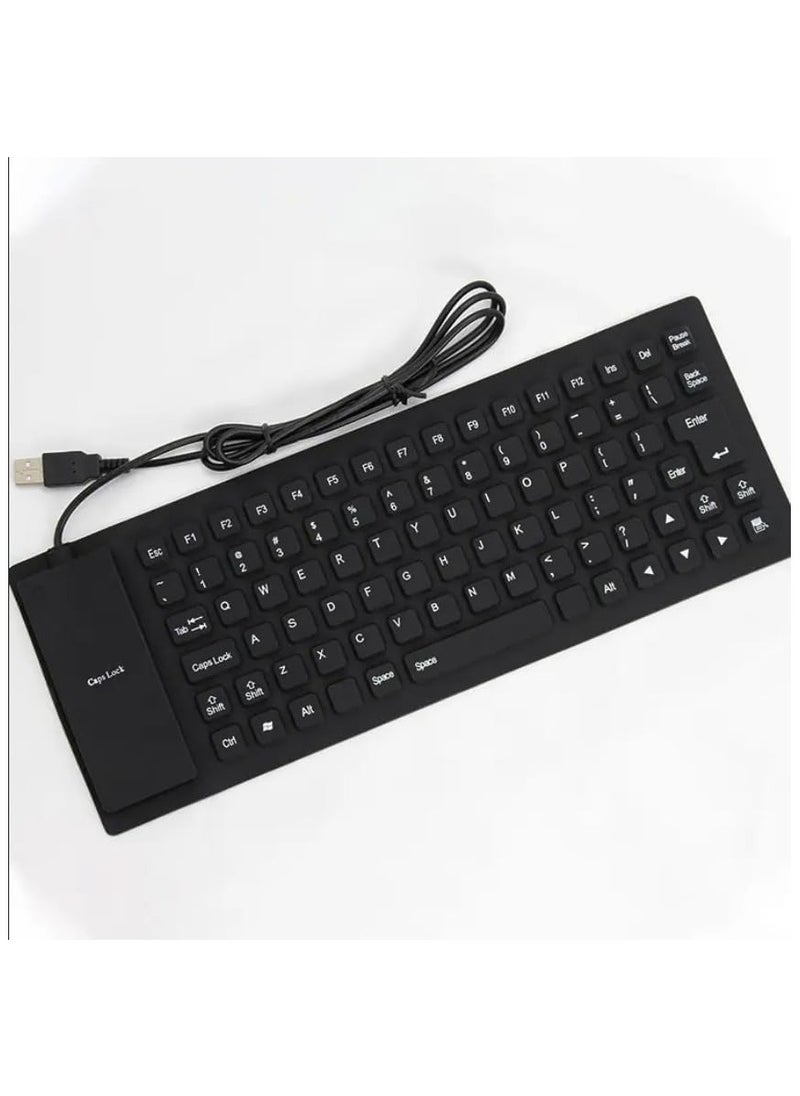 Raxoom ‎USB 2.0 Silicon Flexible USB Keyboard (85-Keys) Silicone Rubber Waterproof Flexible & Foldable Wired USB Keyboard (For Laptop/PC/MacBook/iMac/ChromeBook) Flexible Foldable Wired (Black)  - Image 3