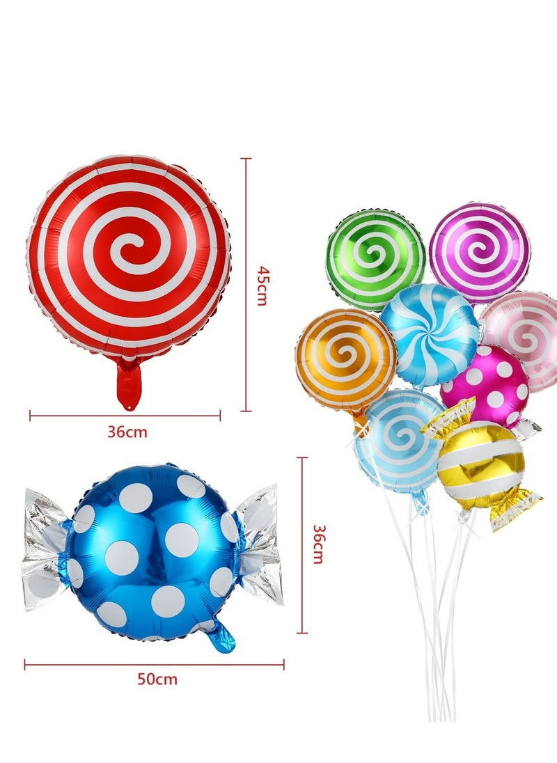 23Pcs Sweet Candy Balloons Set Round Lollipop Balloons Candy Land Party Decoration Birthday Balloons Candyland Birthday Party Decoration for Boys and Girls - 18 inches - Image 4