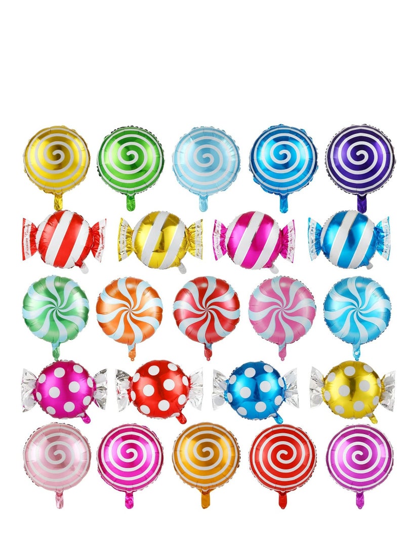 23Pcs Sweet Candy Balloons Set Round Lollipop Balloons Candy Land Party Decoration Birthday Balloons Candyland Birthday Party Decoration for Boys and Girls - 18 inches - Image 1