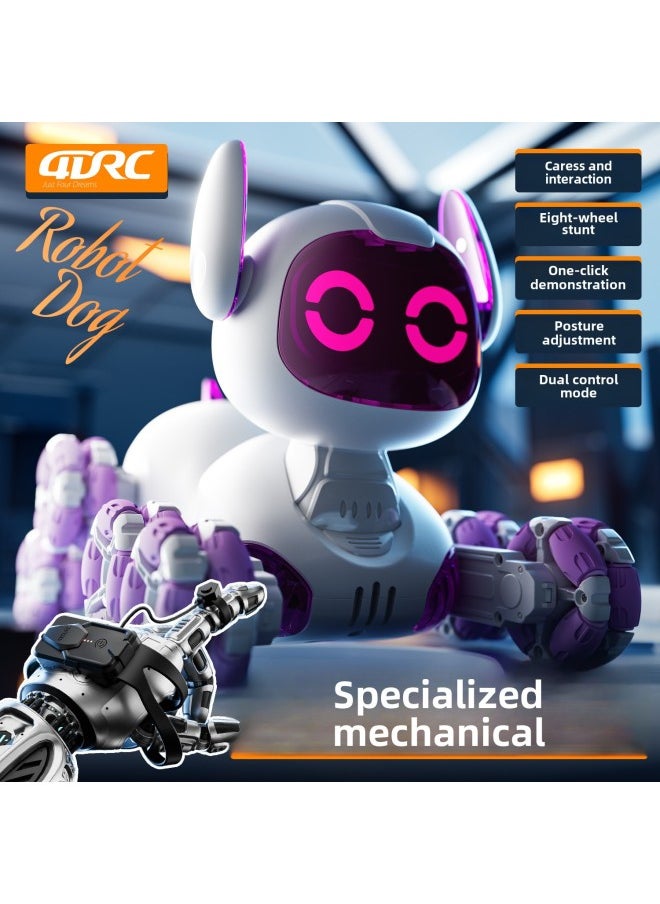 Children's Remote Control Robot Dog Smart Toy Electric Mechanical Dog Eight-wheel Toy Car Pet Dog Car Wholesale-Colour:Black Induction Mechanical Dog -Specification:Battery Life - Two Sets Of Body Rechargeable Batteries  - Image 2