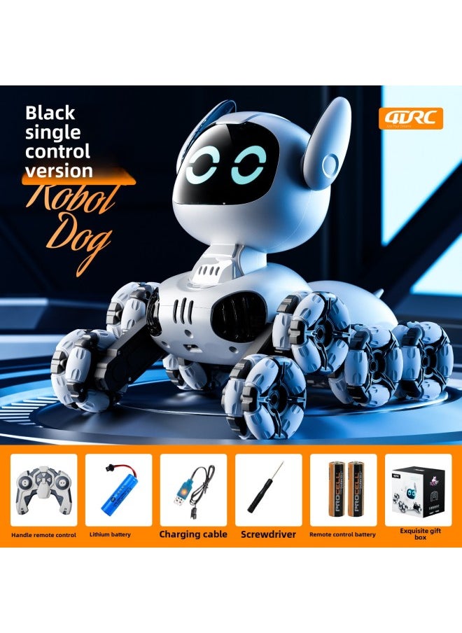 Children's Remote Control Robot Dog Smart Toy Electric Mechanical Dog Eight-wheel Toy Car Pet Dog Car Wholesale-Colour:Black Induction Mechanical Dog -Specification:Battery Life - Two Sets Of Body Rechargeable Batteries  - Image 1